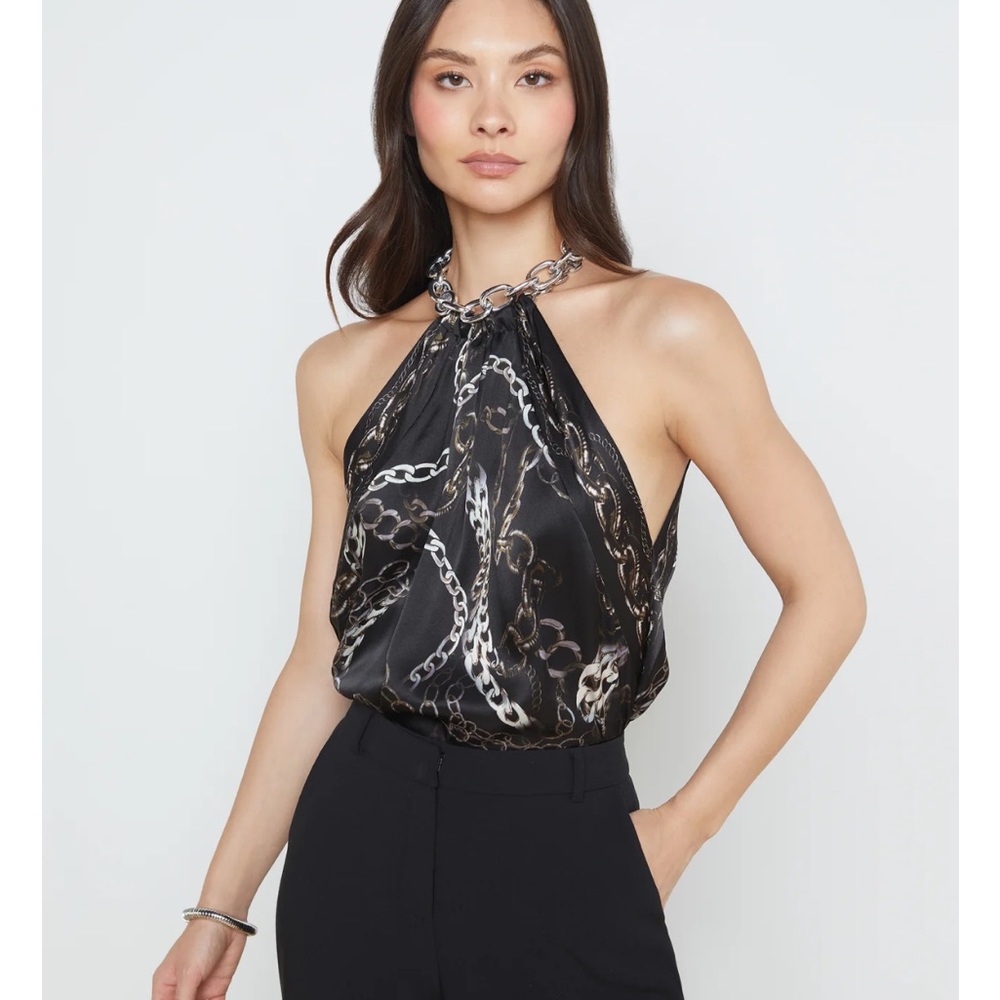 L’AGENCE Tillie Silk Chain-Neck Top